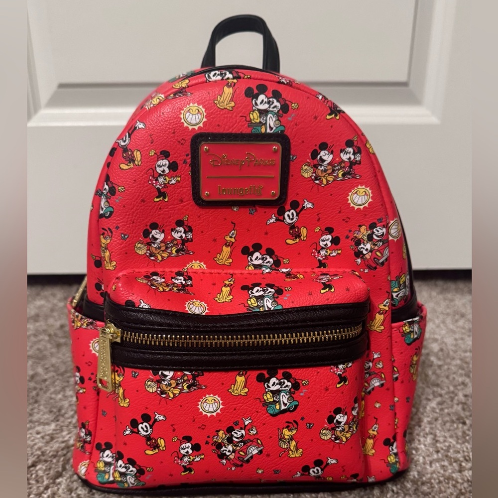 Loungefly Disney Parks Mickey & Minnie Runaway Railway Mini Backpack NWOT